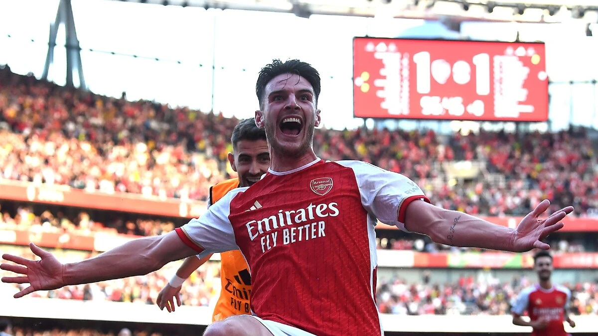 How Mikel Arteta reacted to Declan Rice's first goal against Manchester United